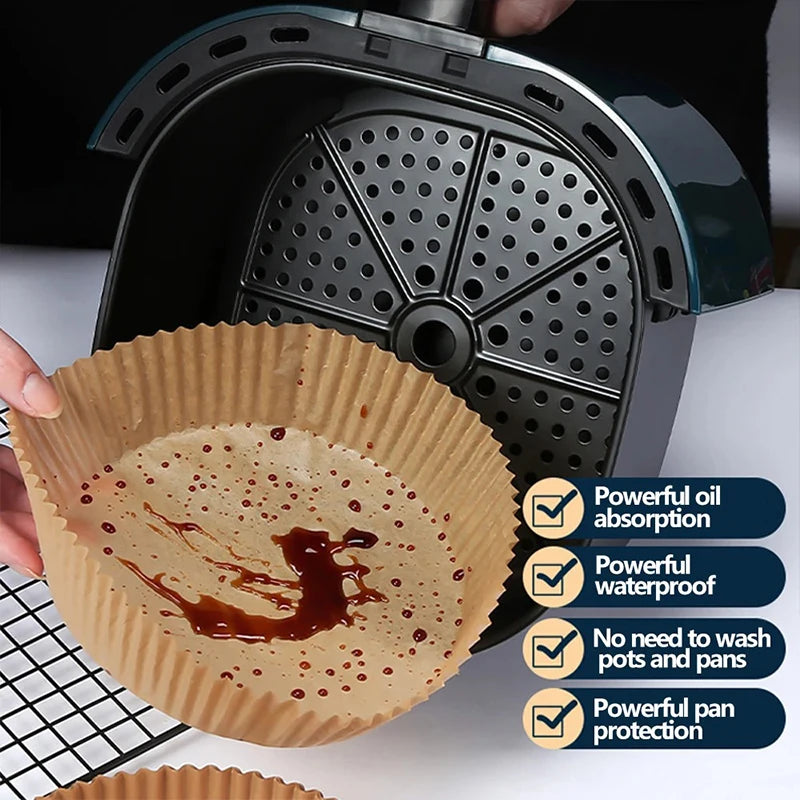100/50/20PCS Air Fryer Paper Trays Airfryer Baking Paper Molds Square Round Oil-proof Air Fryer Disposable Cooking Paper Liner