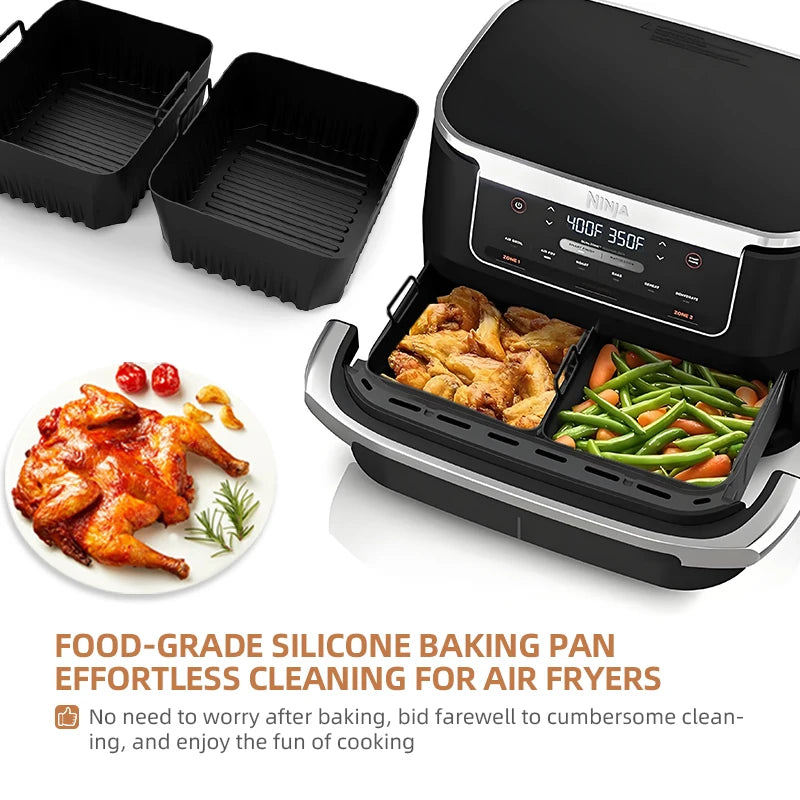 Reusable Silicone Air Fryer Basket Liner Fit Ninja AF500 Non-Stick Heatproof Easy Clean BPA-Free Kitchen Cooking Accessory