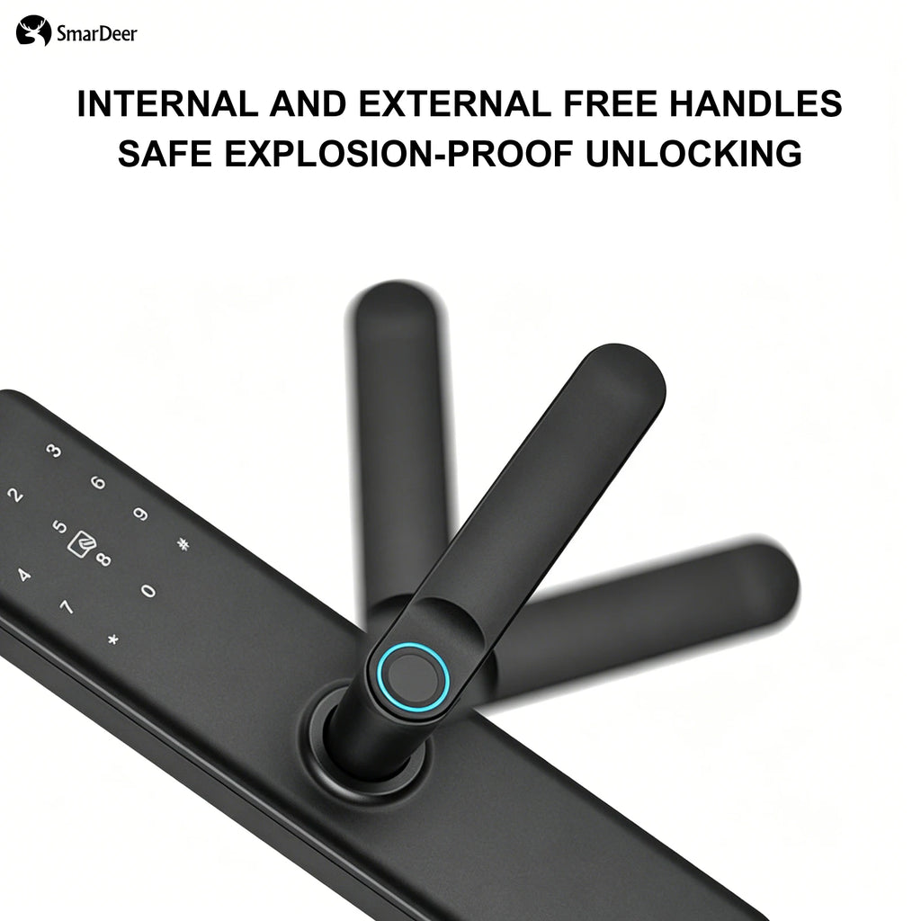 SmarDeer Indoor 5-in-1 Intelligent Door Lock,Tuya WIFI Fingerprint Lock，Keyless Entry Smart Electronic Door Lock for Home