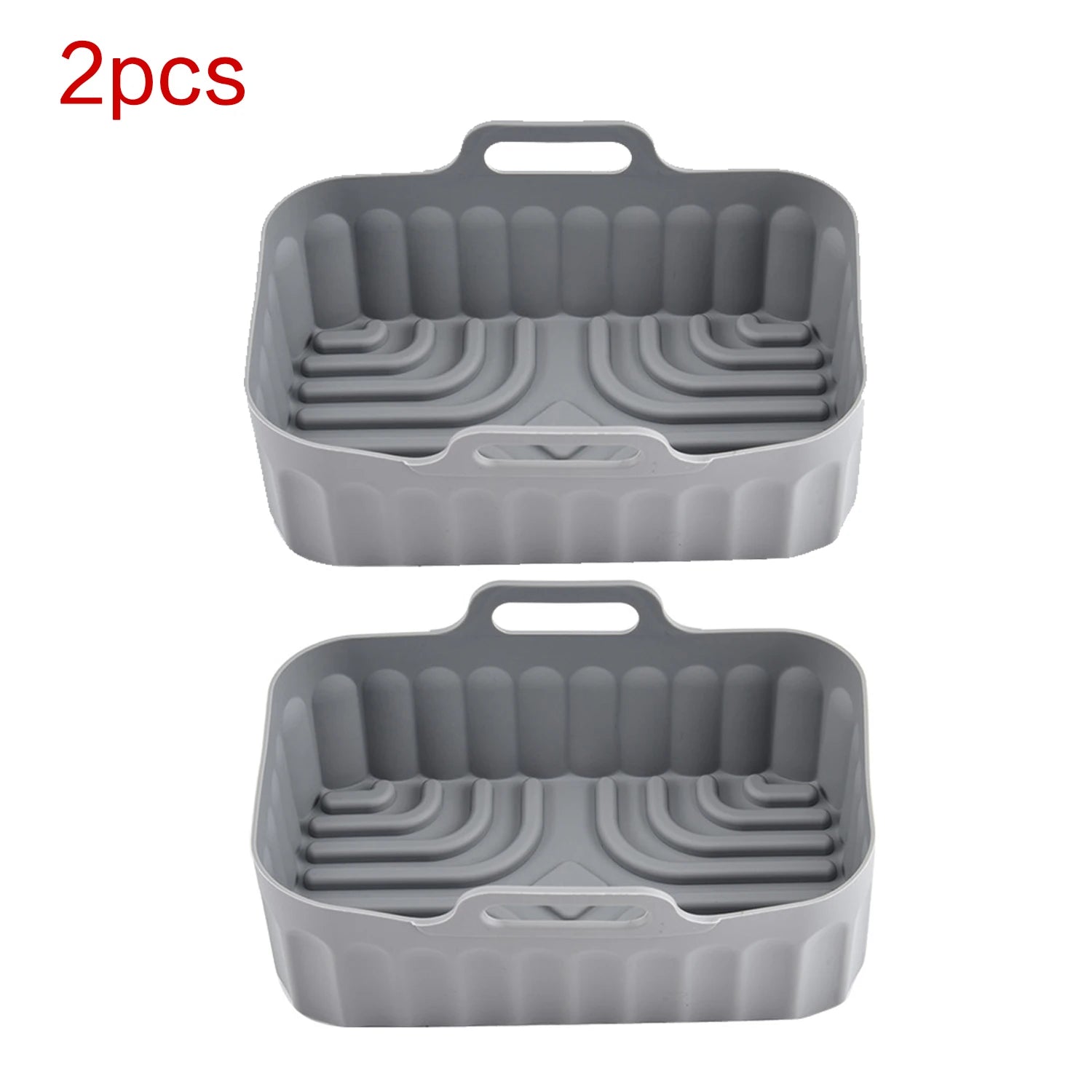 Grey silicone air fryer baking molds, 2-piece set with ridged channels