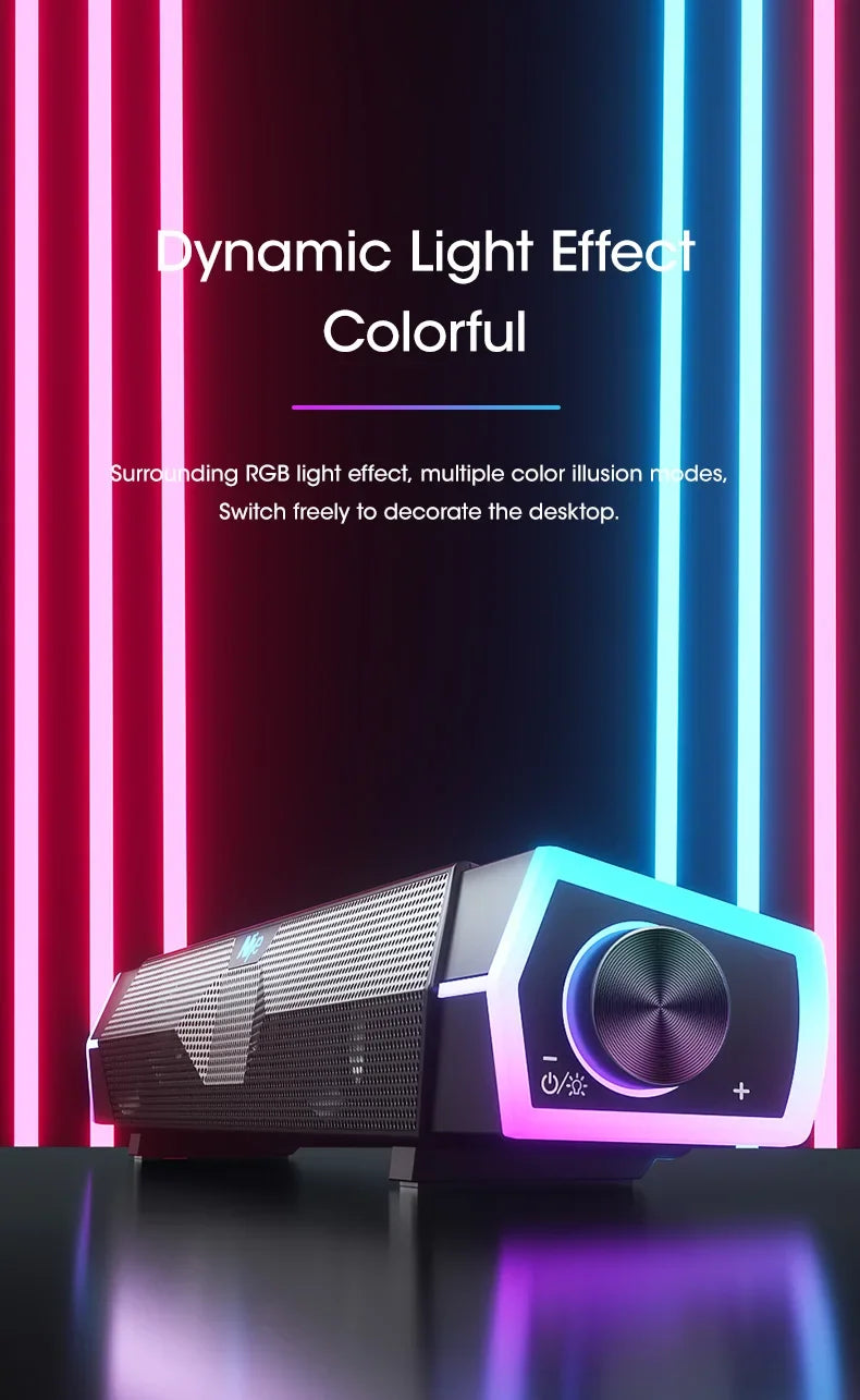 4D Stereo Sound Bar PC Speaker Surround Soundbar Bluetooth Wireless Wired Computer Speakers RGB Subwoofer for Laptop Theater TV