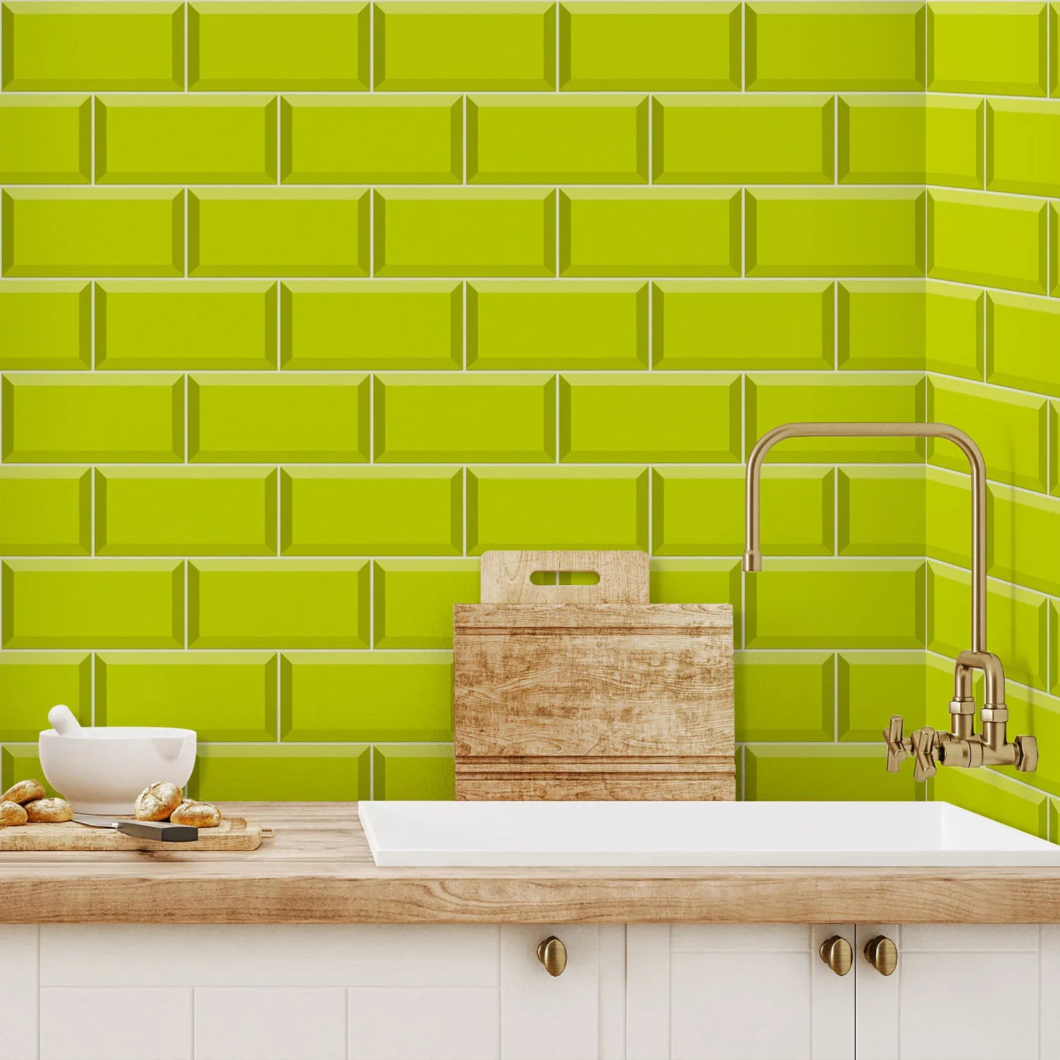 9/27/54PCS Pink Yellow Green Brick Tile Stickers For Kitchen Bathroom Wallpaper Waterproof Peel&Stick DIY Wall Sticker Home Deco