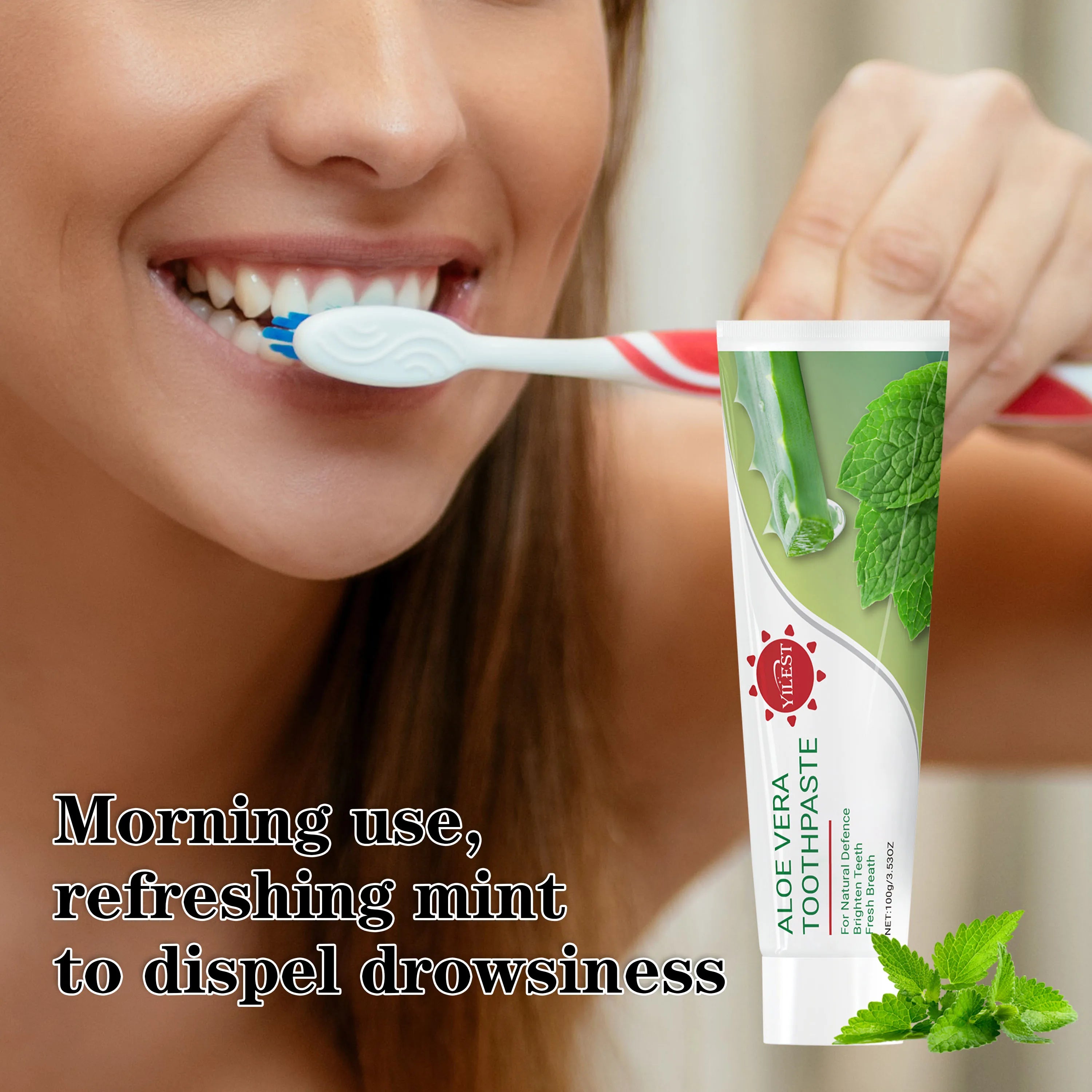 Tidesmit Aloe Vera toothpaste for teeth whitening with natural mint and peppermint extract for gum care