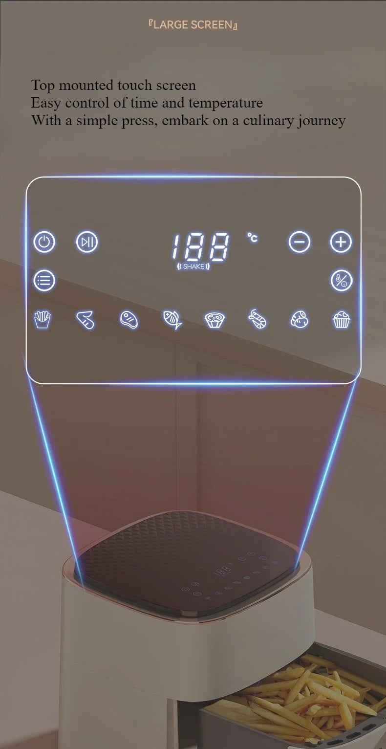 220V Air Fryer Household New Intelligent Large Capacity Visual Non Flip Oil Free Multifunctional Electric Oven Machine