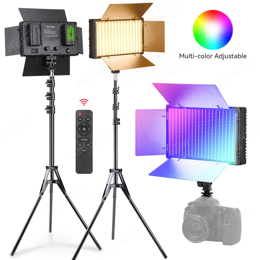 RGB LED Video Light Kit for Content Creation with Adjustable Tripod Tidesmit
