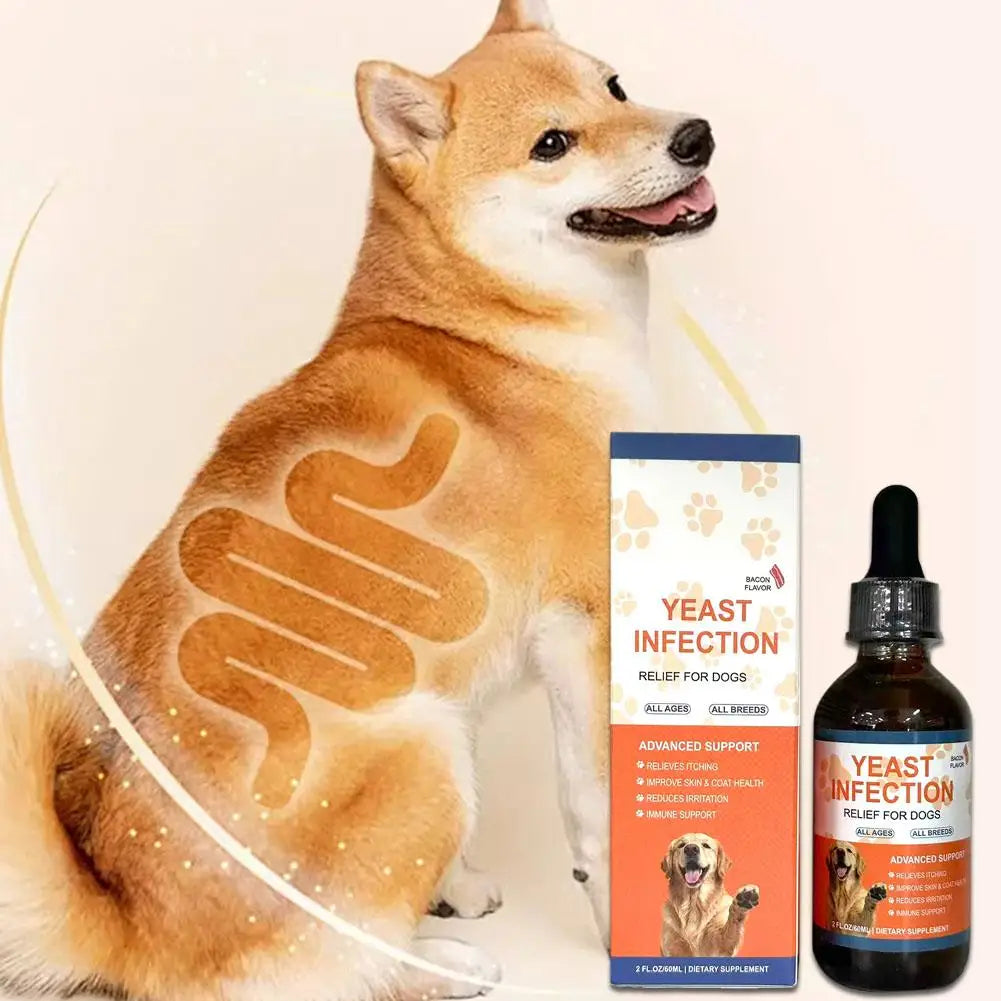 60ml herbal dog yeast infection drops to relieve itching and improve skin and coat health for all dog breeds.
