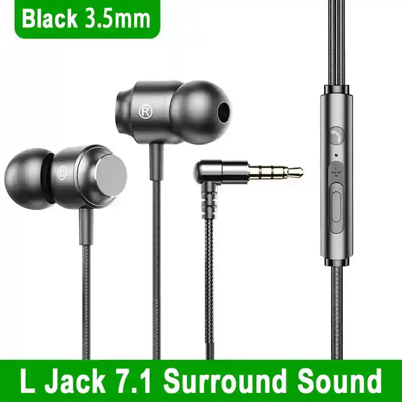 Wired Gaming Earphones USB-C HiFi Bass with Low Latency Mic Black 3.5mm Tidesmit