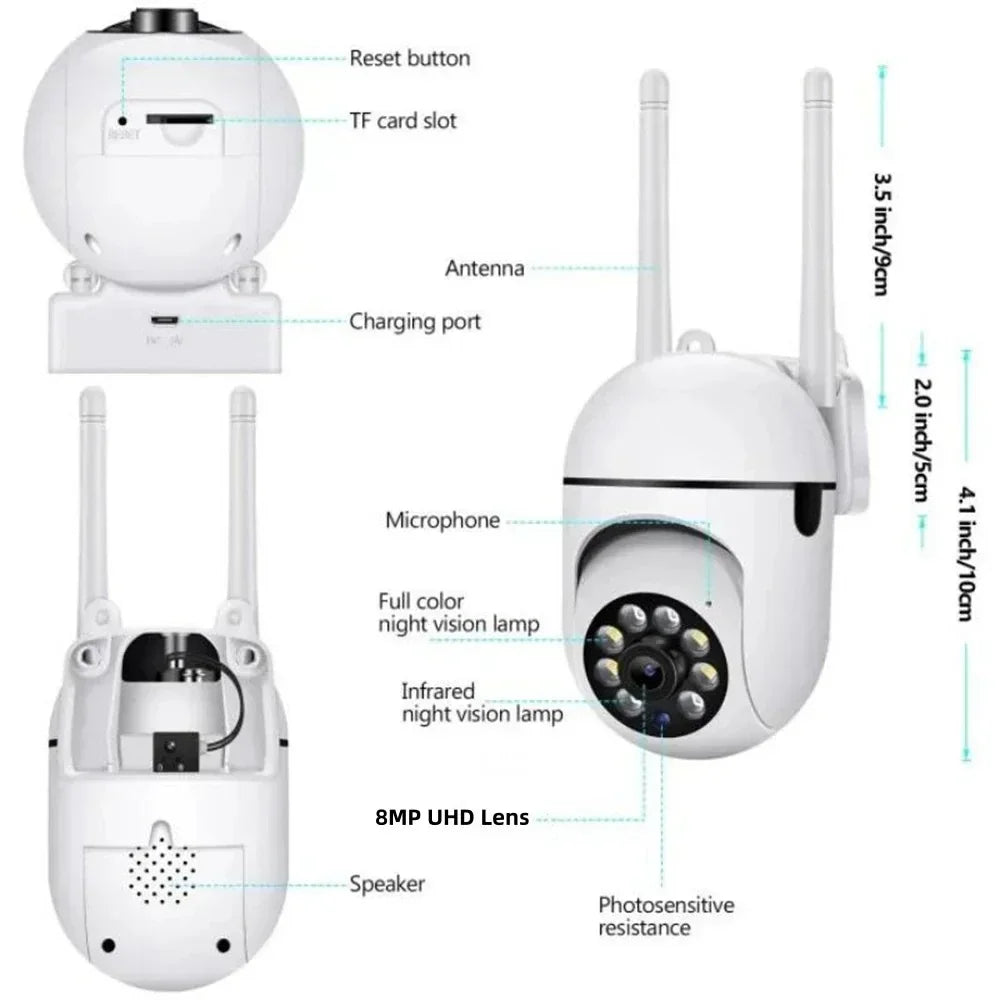 8MP Wireless Security Surveillance Wifi IP Camera AI Human Tracking 2-Way Audio CCTV Camera 4X Zoom Cam Color Night Vision