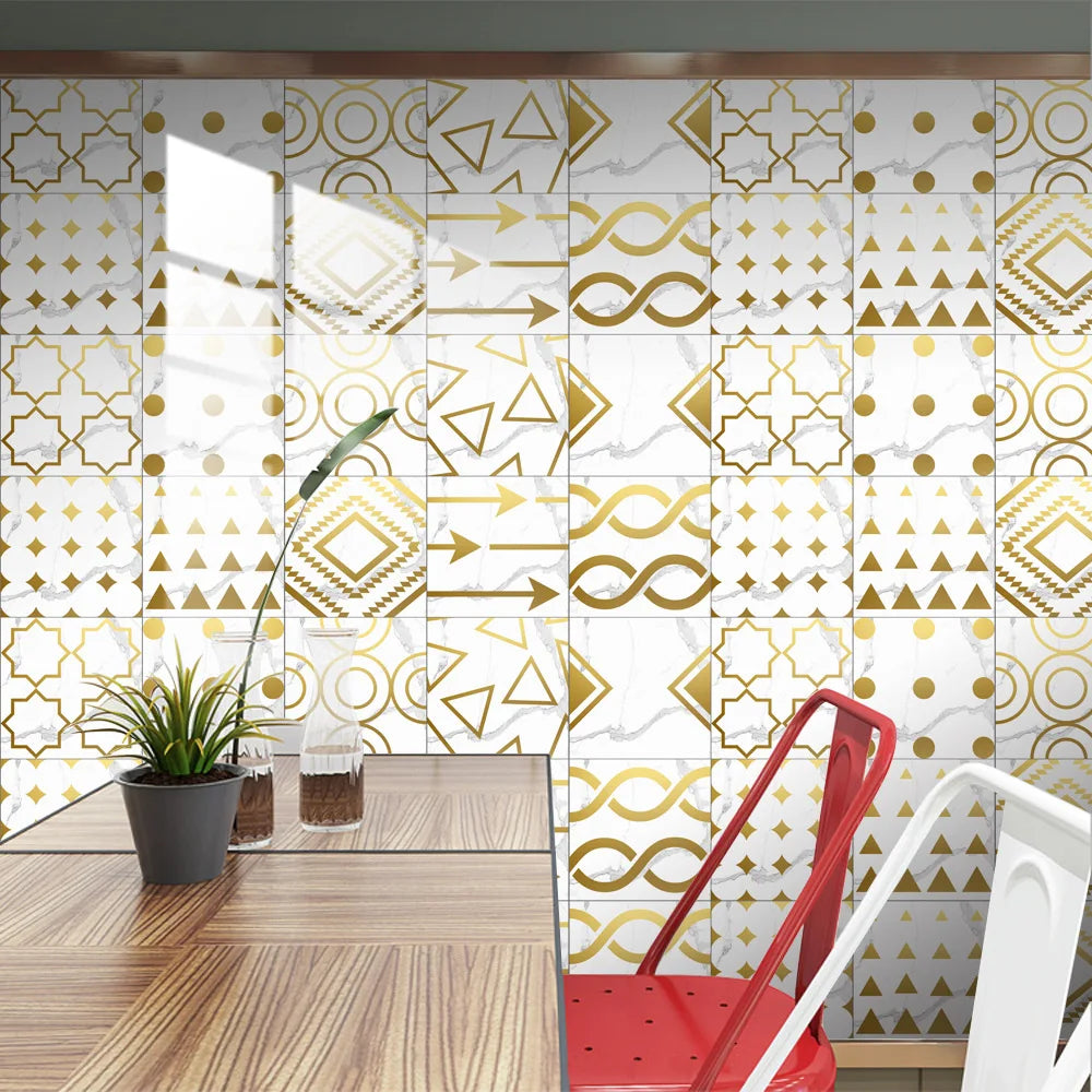 10pcs Crystal Tile Wall Stickers Self-Adhesive Kitchen Tiles PVC Backsplash Stickers Peel and Stick Bathroom Faux Stone Effect
