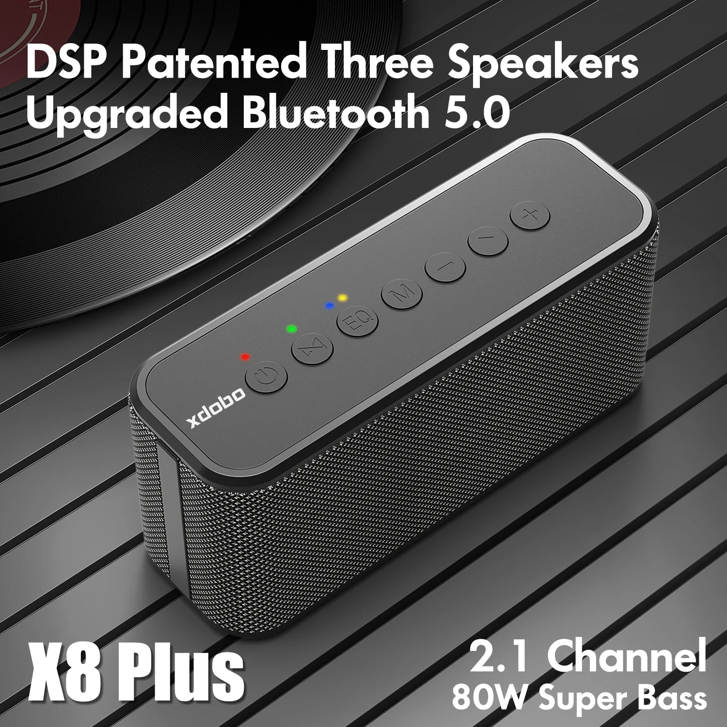 XDOBO X8 Plus Bluetooth Speaker 80W Powerful Bass Wireless Subwoofer 10400mAh Power Bank Function USB/TF/AUX Music Play Camping