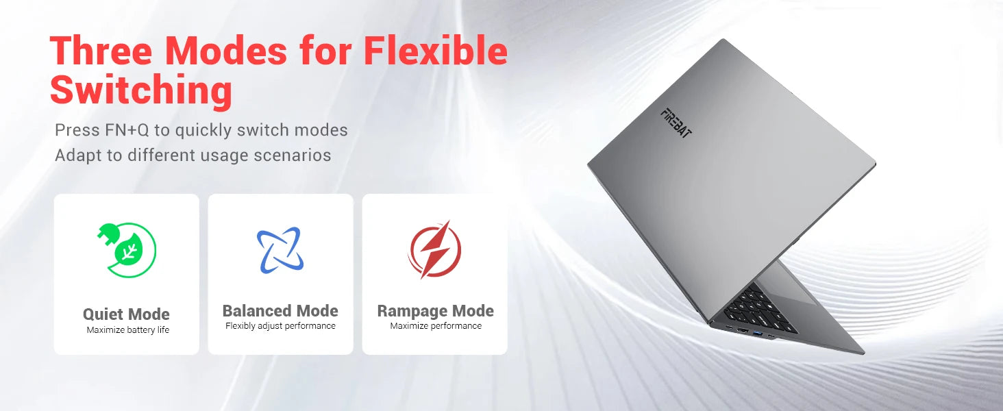 FIREBAT U6B 16" Laptop AMD Ryzen5 6600H LPDDR5 16GB RAM M.2 512GB SSD WiFi6 BT5.2 16inch 2.5K 120Hz Screen Windows11 Computer