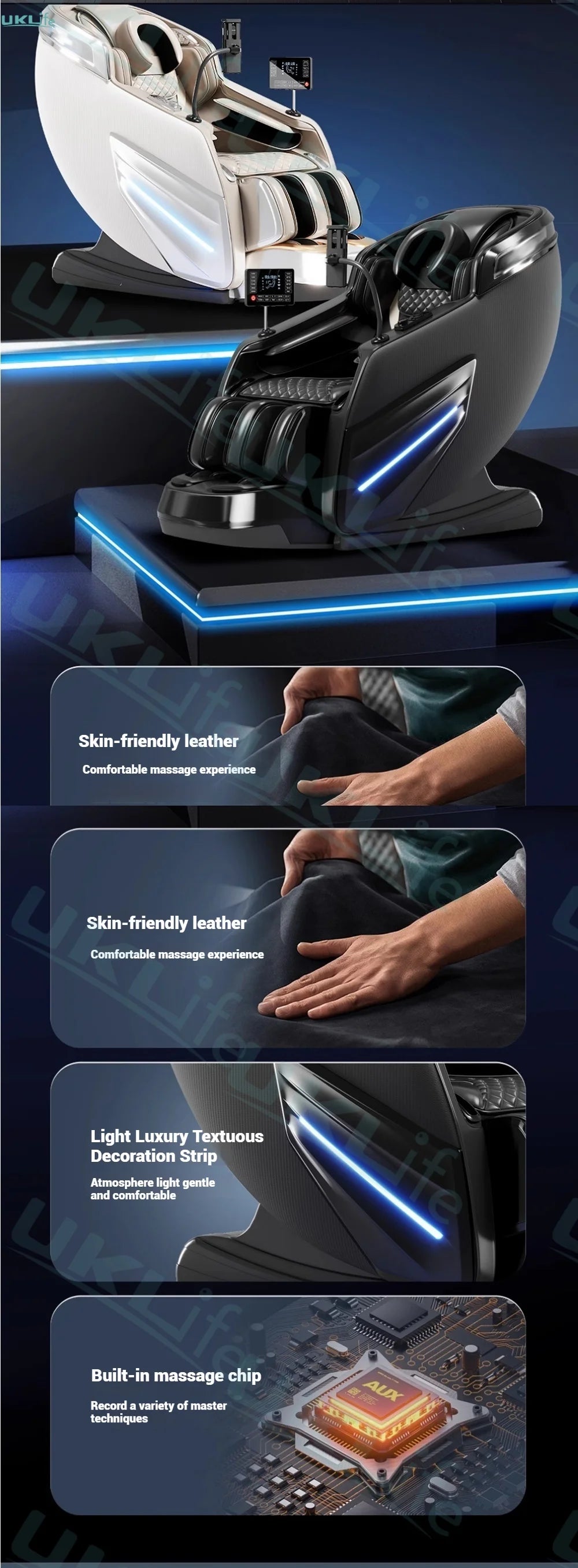 6D SL-Track Full Body Massage Chair - Deep Tissue Heat Therapy Body Shaping Massage Equipment Tidesmit