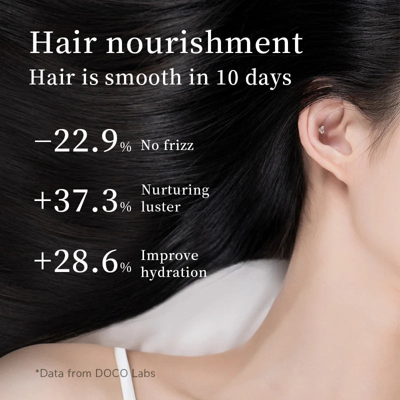 DOCO high-speed hair dryer results: smoother, frizz-free, hydrated hair using 200M negative ions for salon-style care.