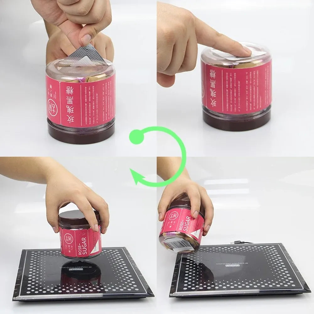 Applying a red barcode security label to a boxed item