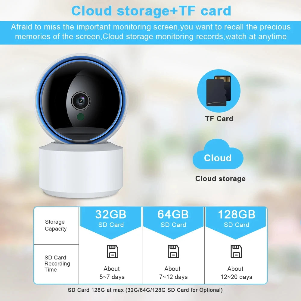 Tuya Smart 360° PTZ Security Camera with AI Motion Tracking- Baby/Pet/House Monitor,2-Way Talk,Ultra - Clear IR Night Vision