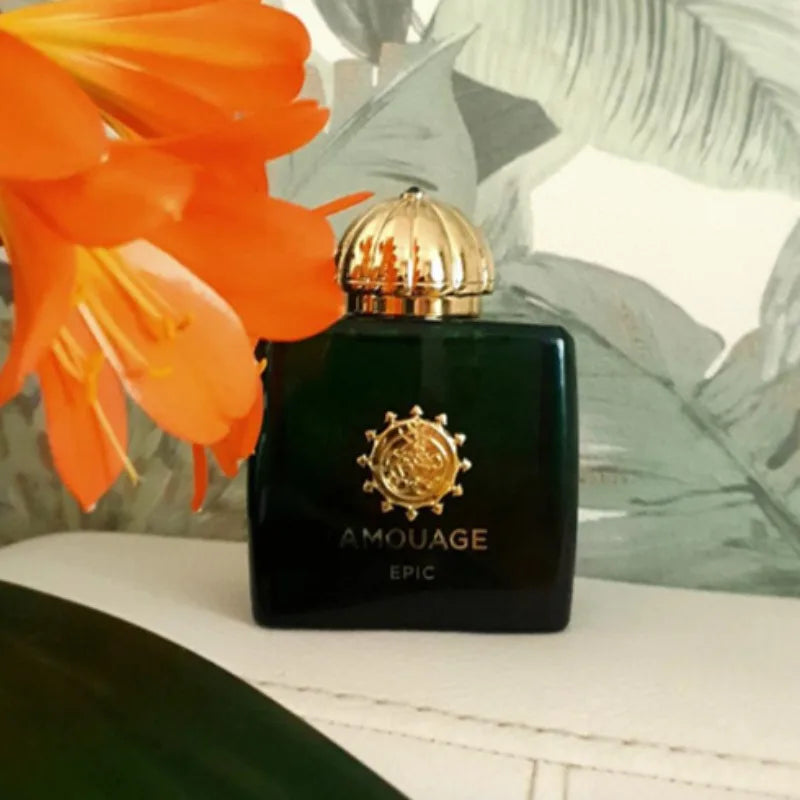 Amouage Epic Woman EDP: 100ml green bottle with gold cap, floral oriental chypre long-lasting fragrance for women.