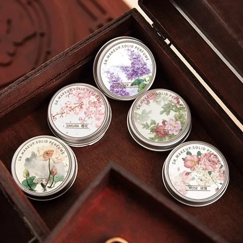 Tidesmit portable solid perfume balm for women featuring fresh long-lasting floral fragrance in a travel-friendly tin