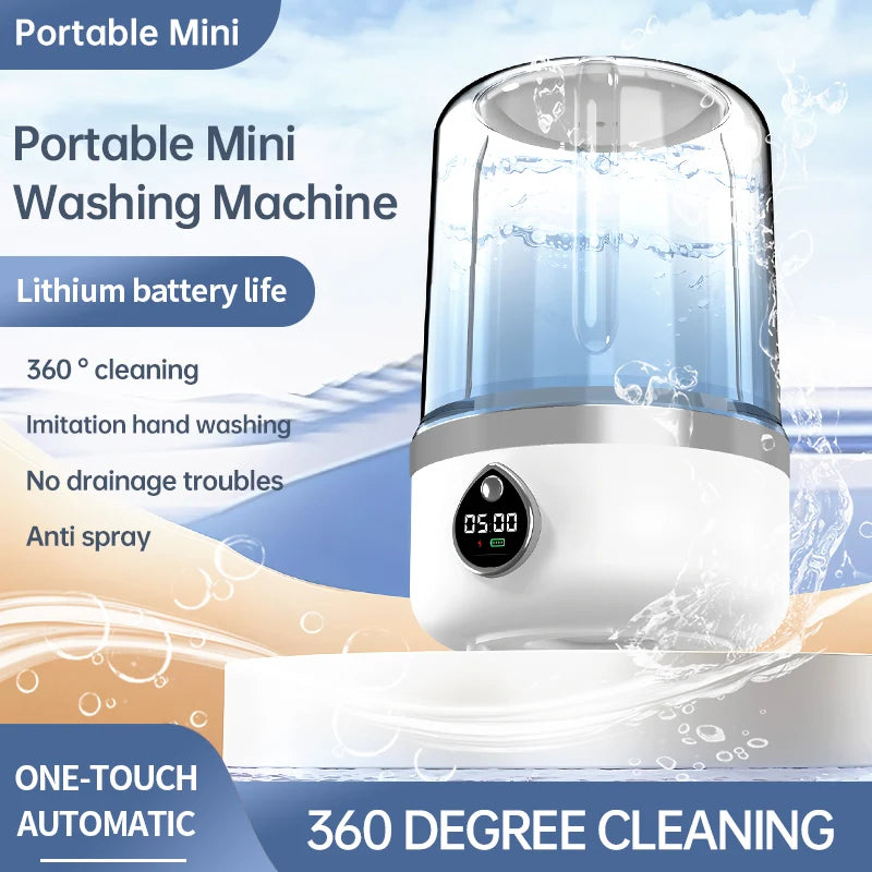 Tidesmit 1.5L portable wireless underwear and socks mini washing machine with LED light laundry bucket feature