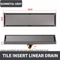 30x8cm Stainless Steel Linear Floor Drain Tile Insert Invisible Shower Waste Grate Anti Odor Hair Strainer Bathroom Wet Room Use