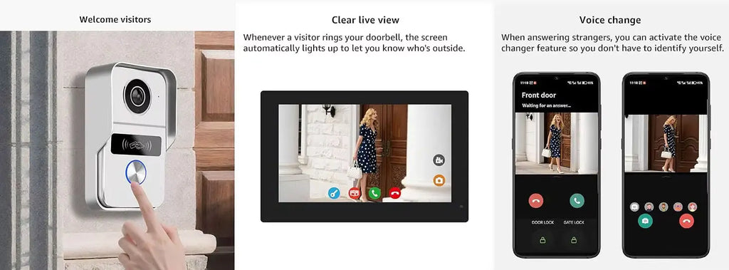 Tuya 7 inch LCD Wired Doorbell Wireless Wifi Smart Video Doorphone 2/3 Monitor HD 1080P Camera IC Card Unlock Intercom System