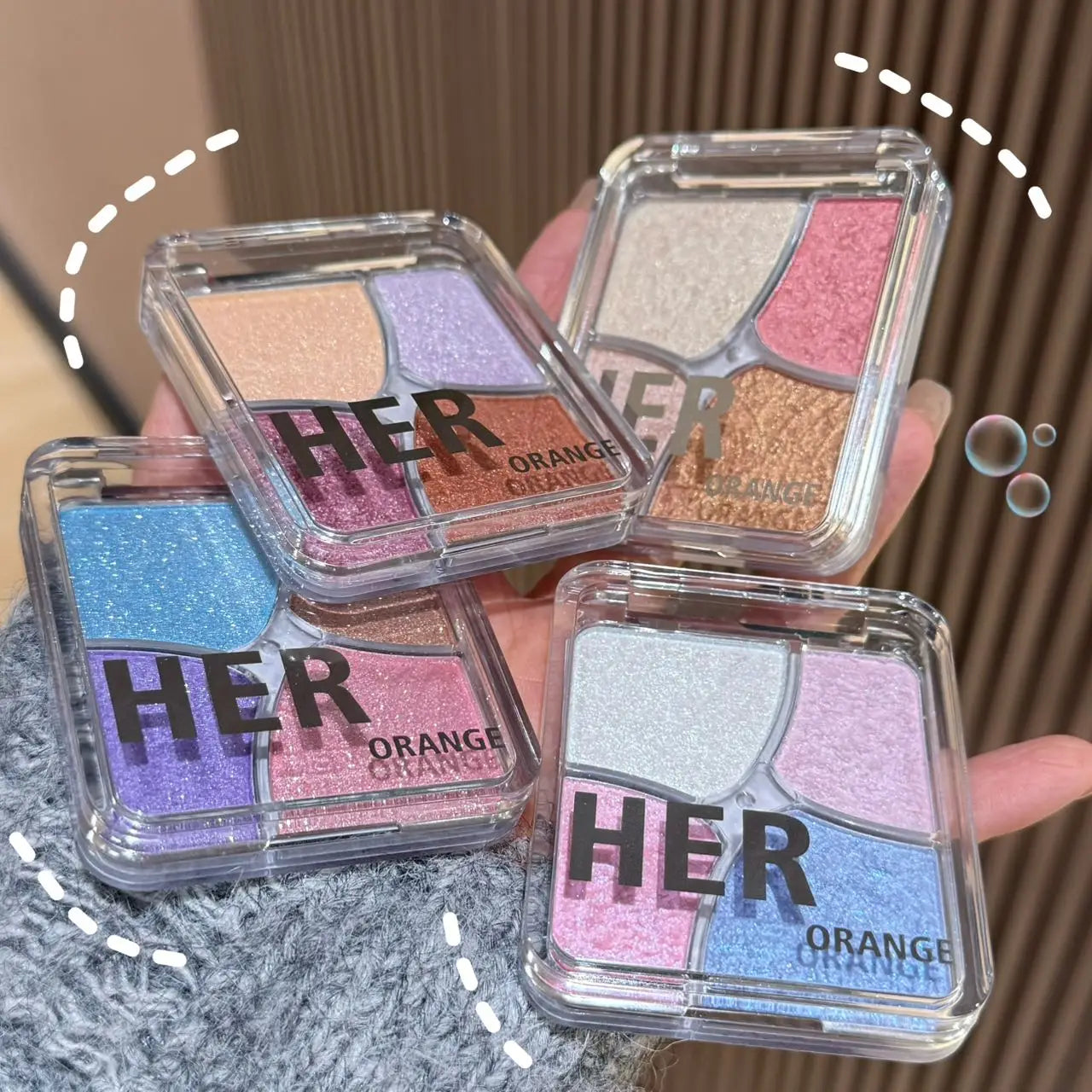 Tidesmit Herorange four-grid face makeup palette featuring blush highlighter and eyeshadow in fine matte powder