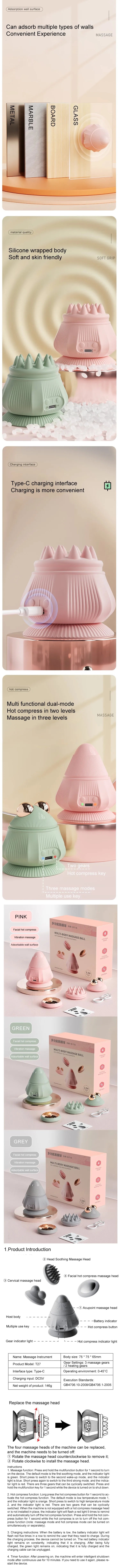 Electric Vibrating Massage Ball for Myofascial Relief - Portable Wellness Relaxation Treatment Tidesmit