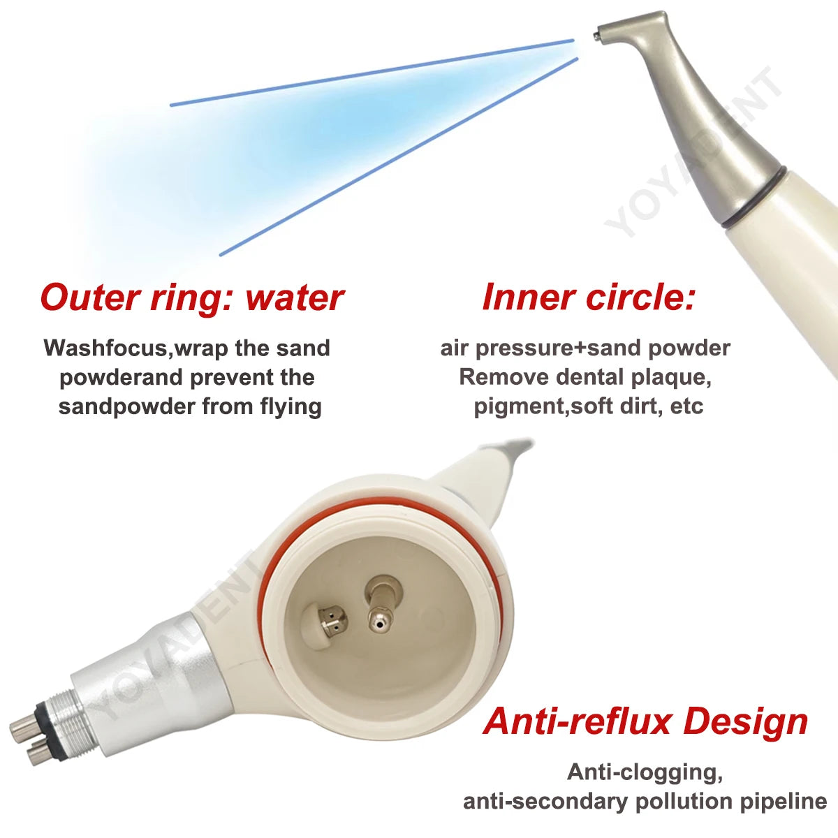 Dental Air Prophy Polisher Handpiece - Precision Cleaning AP40 Model Fascia Gun Tidesmit
