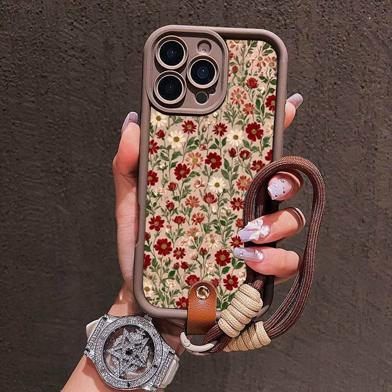 Flower Phone Case with Lanyard for iPhone 16 Pro Max - Shock-Absorbing Cover Tidesmit