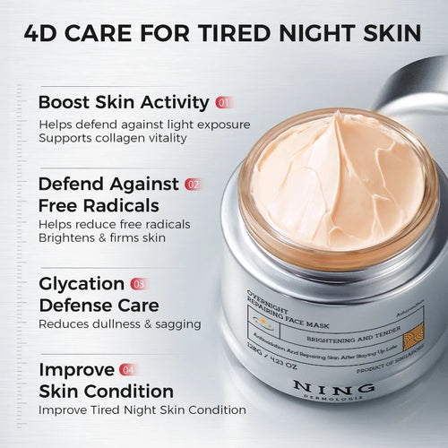 Tidesmit 120g Ning Overnight Repair Face Mask with Astaxanthin and Niacinamide for organic skin brightening.