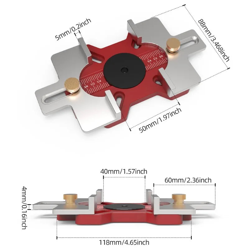 Woodworking 2-in-1 Slotted Positioning Plate Aluminum Alloy Drawer Handle Punching Template Wood Convenient Cut Auxiliary Tools