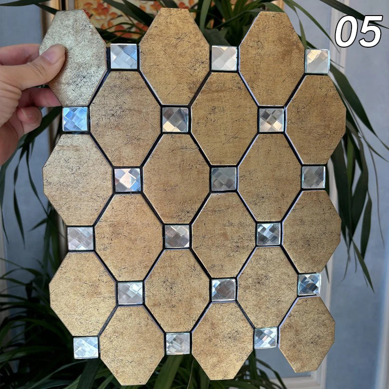 1pc Self -Adhesive Wall Sticker TV Backdrop Backsplash Mosaic Sticker Bathroom Kitchen Mosaic Peel and Stick Wall Tile