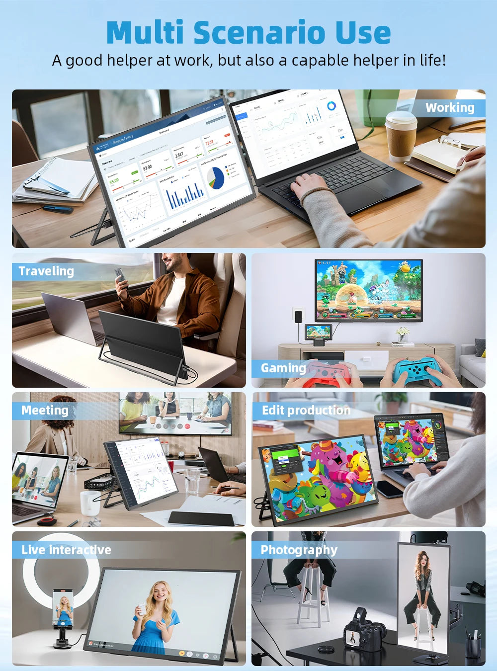 UPERFECT 18.4'' 4K Portable Monitor QLED 100% DCI-P3 UHD FreeSync HDR 2 Speakers Eye Care Travel Gaming Display For PC Phone