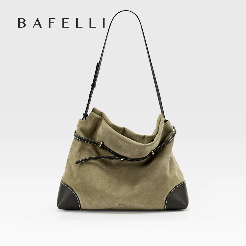 2026 ﻿Genuine Suede Women's Bag Large Capacity Crossbody Underarm Tote for Commuting Multi-functional BAFELLI Hobo Bag