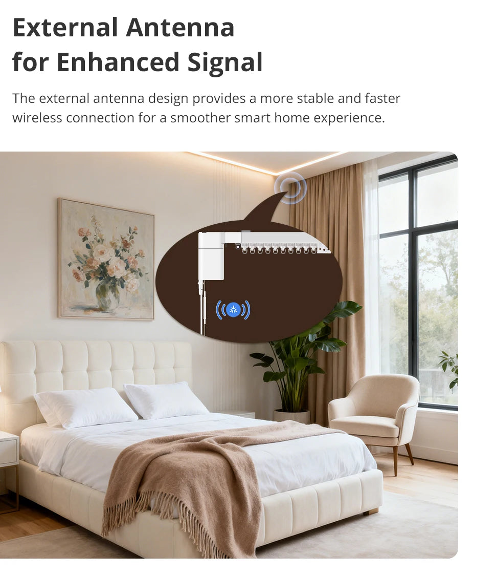 Matter Thread Smart Electric Curtain Motor for Automated Home Track Systems Tidesmit
