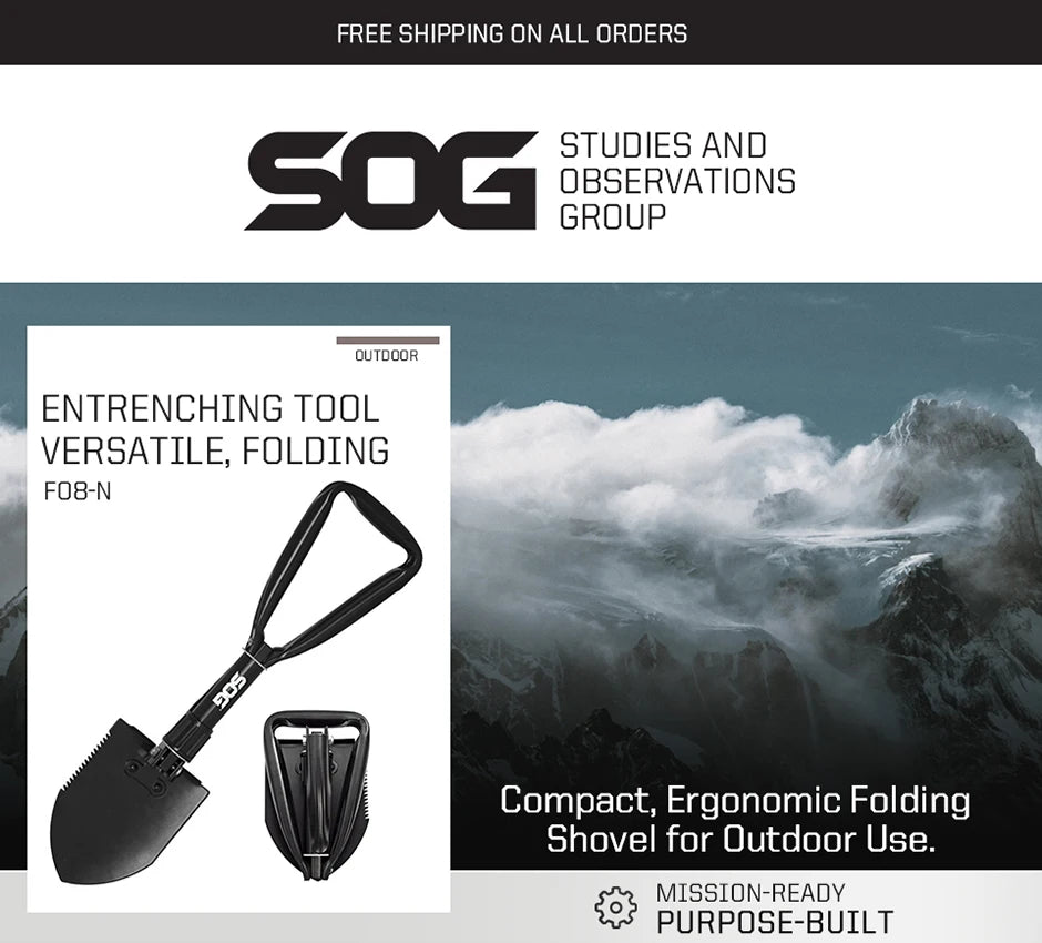 SOG Outdoor Survival Gear Multitool Gardening Entrenching Tools Tactical Folding Shovel Hand Tools Camping Equipments - F08-N