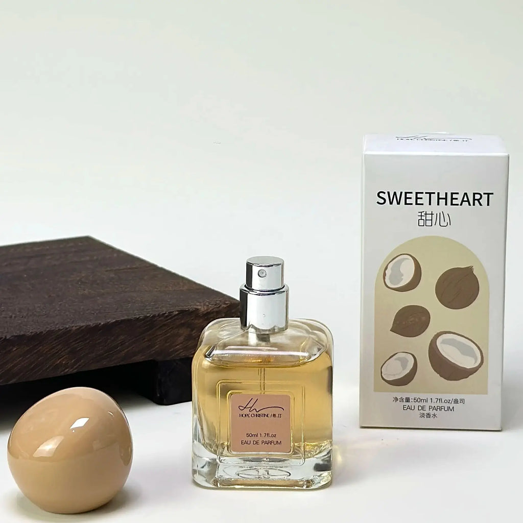 Hope Christine Sweetheart EDP 50ml: Women’s fruity vanilla perfume, square glass bottle, coconut notes spray, original.