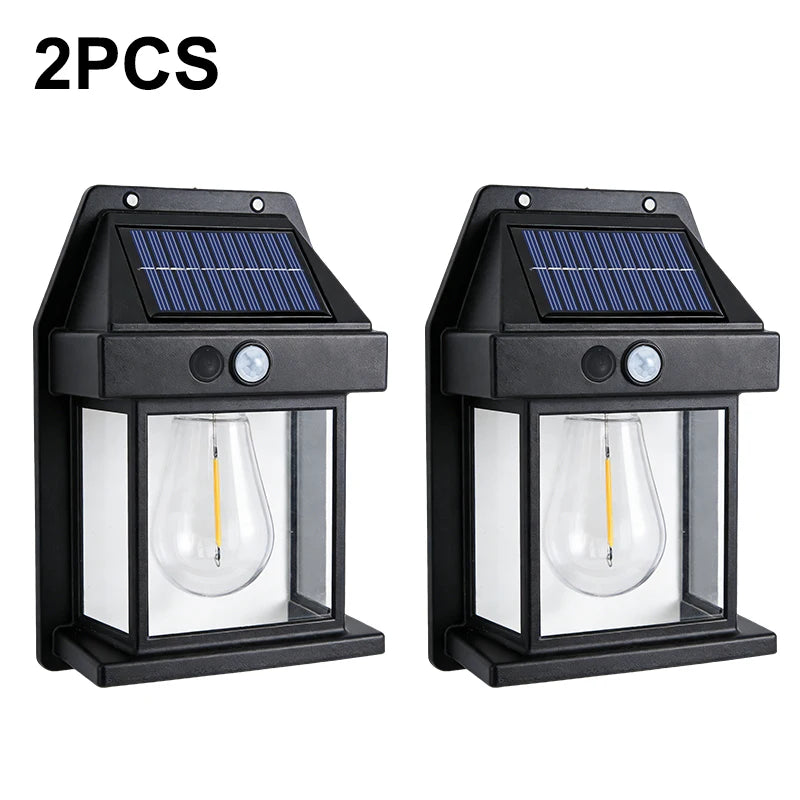 Solar Wall Lights Outdoor Dusk to Dawn Solar Motion Lights Outdoor Waterproof 3 Lighting Modes Wall Mount Light Sconces For Outside Patio Fence Yard Garage 2 Pack LED Street Light