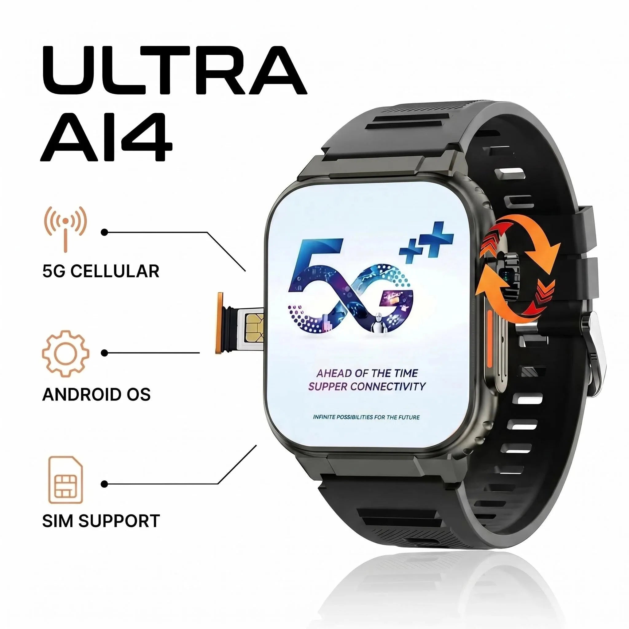 Microwear Ultra Ai4 Smartwatch 5G LTE Full Netcom Smart Watches With 180° Rotary Camera 500+ watchfaces free download GPS WIFI