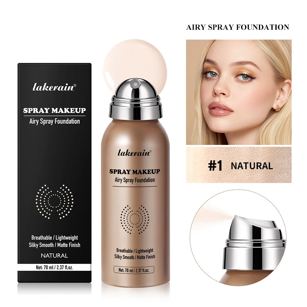 Tidesmit lightweight breathable foundation spray providing matte long-lasting waterproof coverage texture close-up