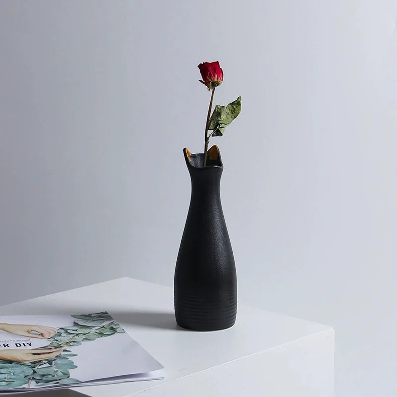 Cute cat-like ceramic vase, Nordic style, simple and cute, decoration for dried flower arrangement, hydroponic living room