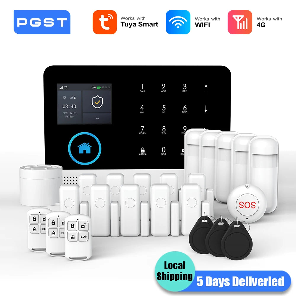 WiFi 4G Home Security Alarm System with Smart Tuya Motion Sensors Tidesmit