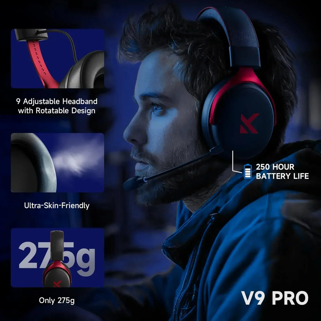 MCHOSE Wireless Gaming Headset Surround Sound Noise Canceling Tidesmit Tidesmit