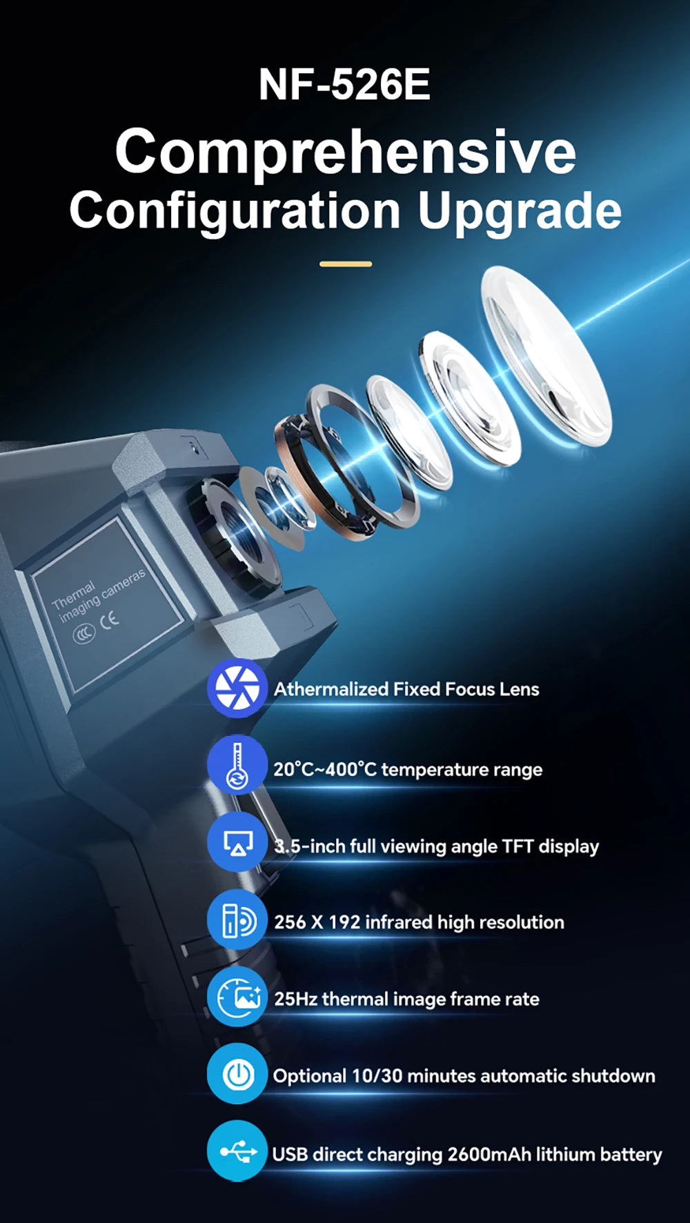 NOYAFA NF-526E Thermal Imager 256*192 Handheld thermal Camera Infrared Temperature Meter For Repair, PCB, Circuit Testing