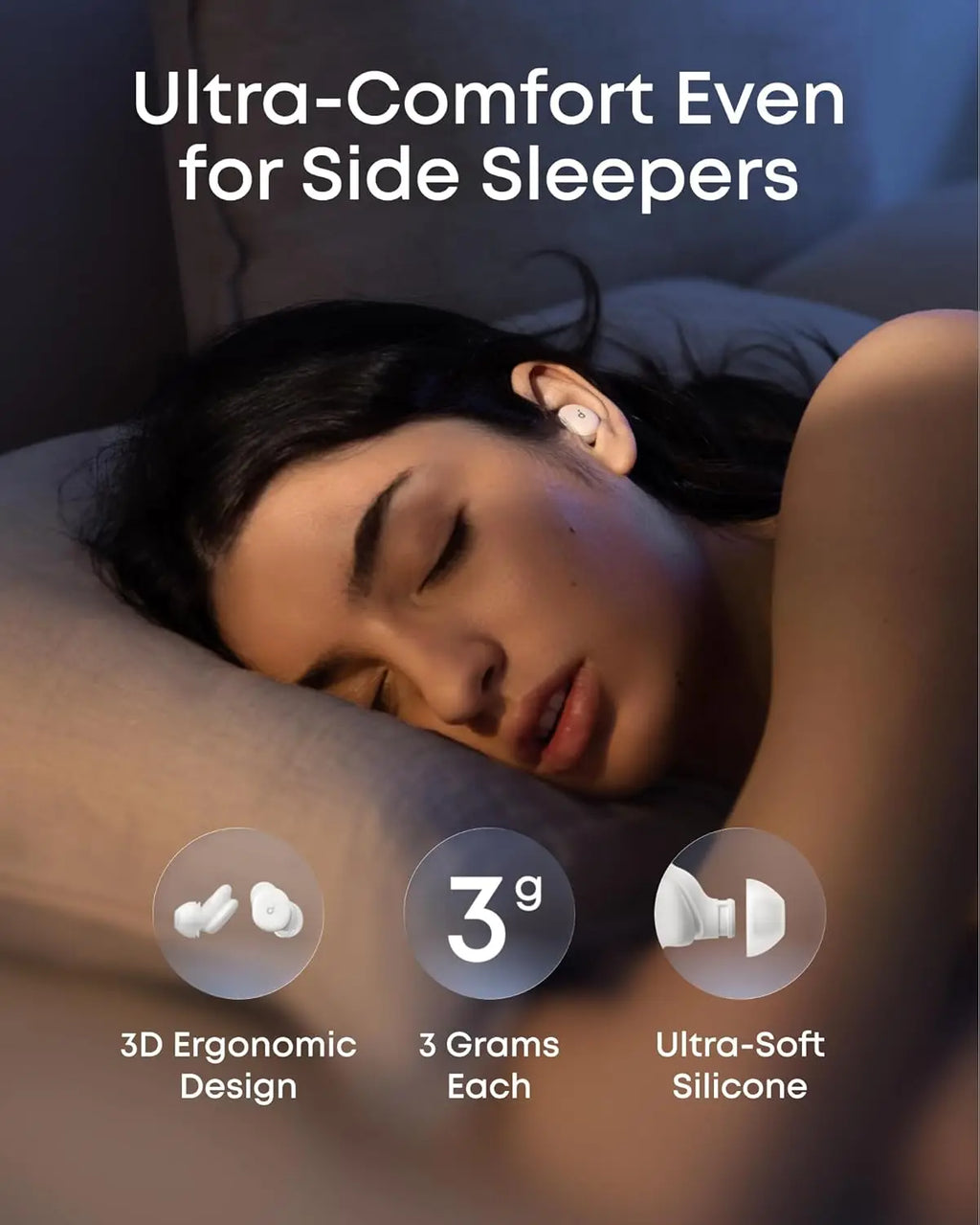 soundcore Sleep A30 by Anker Sleep Earbuds, Smart Active Noise Cancelling Headphones, Adaptive Snore-Masking System(Refurbished)