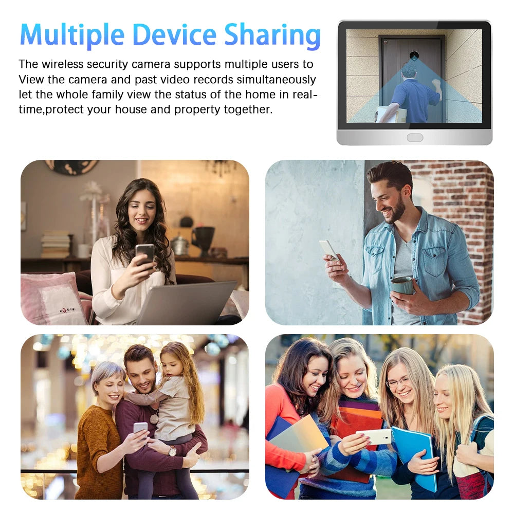 Tuya Smart 5 inch LCD Video Door Peepholes 2.4G Wifi 1080P Security Home Door Camera 10000mah Battery 24-hour Recording Setup