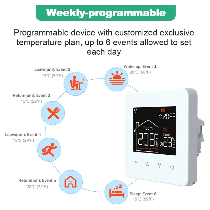 Tuya Smart Home Wifi Thermostat For Underfloor Heating Smart Thermostat Boiler Temperature Controller 220V Alexa Google Home