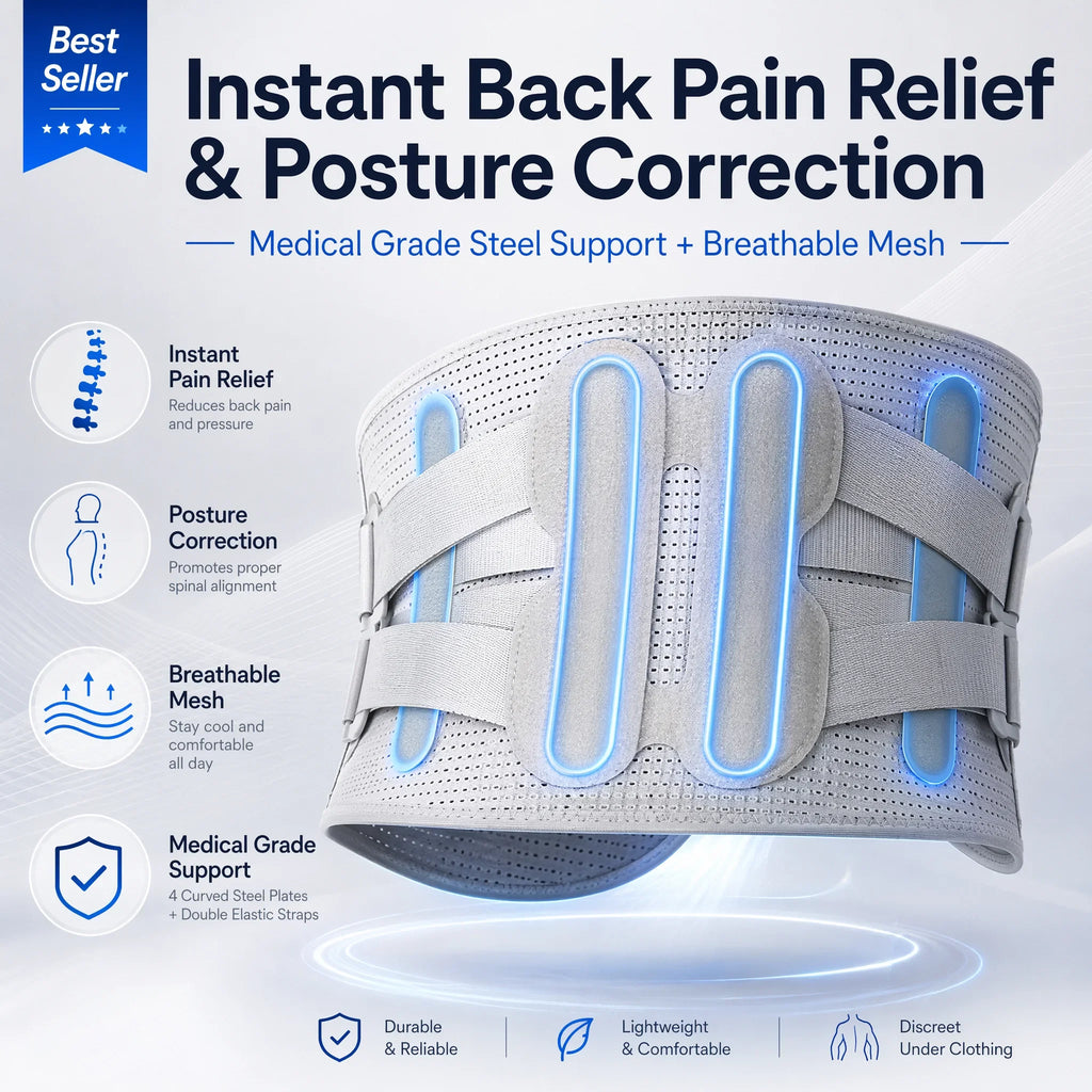 Back Brace Support Belt-Lumbar for Back Pain,Sciatica,Scoliosis,Herniated Disc Adjustable Straps-Lower with 3 Pads for Men&Women