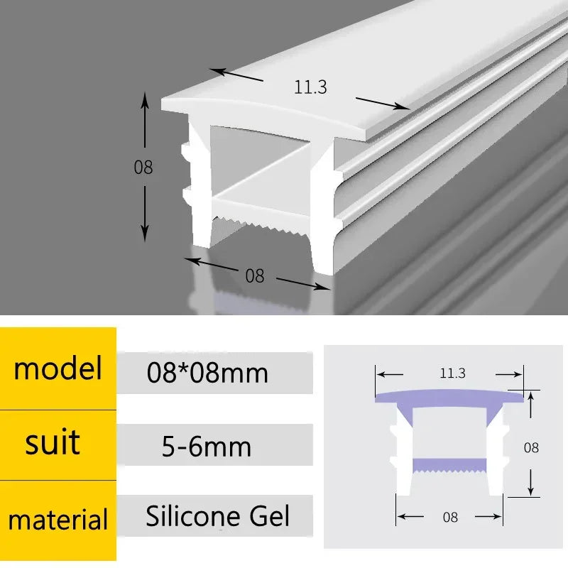 Recessed White Silicone Tube LED Neon Light Flexible Rope Channel Diffuser WS2811 WS2812B Outdoor Waterproof Ribbon Strip Tube