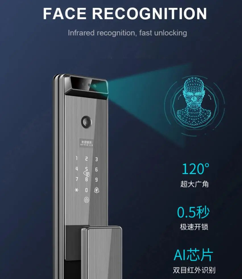 Hot Selling Tuya Smart Door Lock with WiFi APP & Tuya Smart Camera Fingerprint Face Recognition & Key Password Card Smart Lock