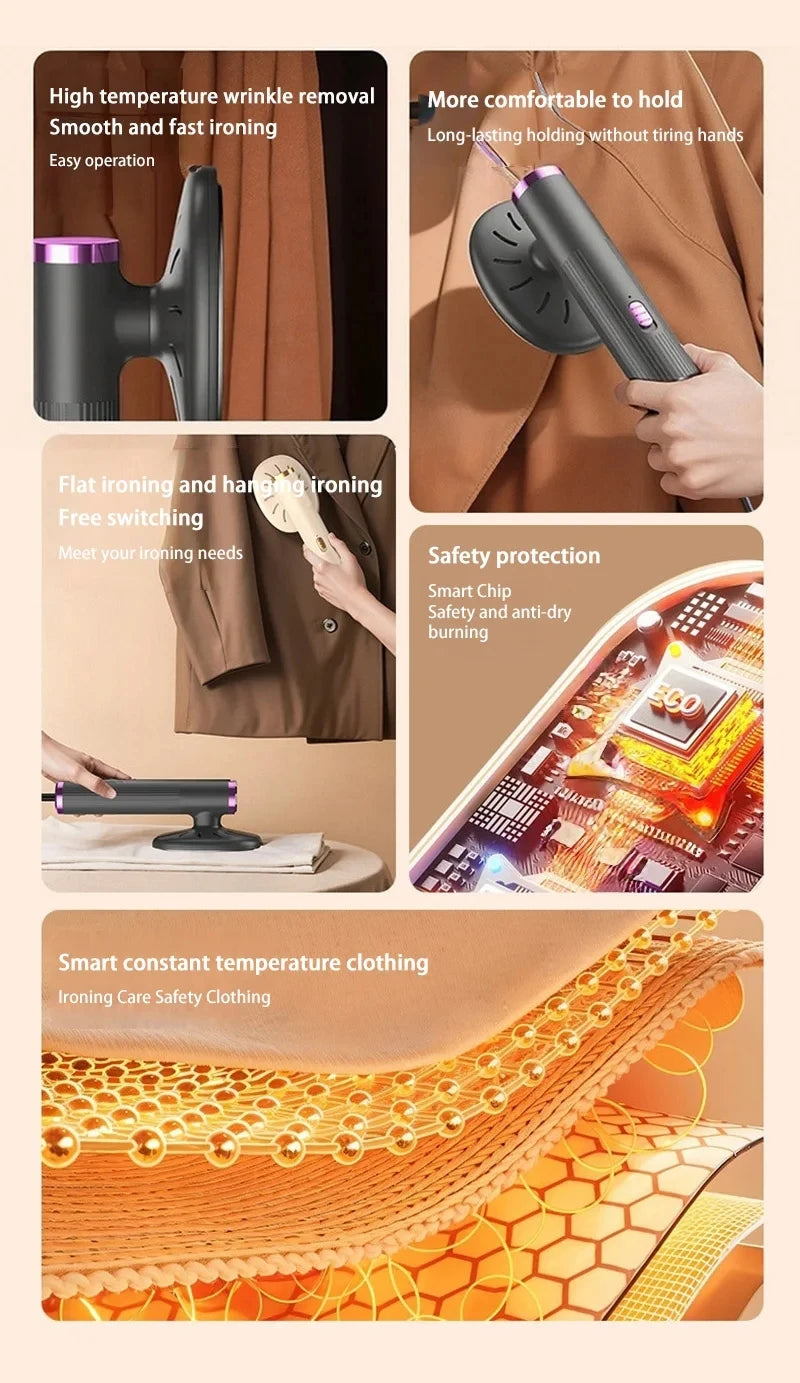 Tidesmit portable handheld garment steamer showing ergonomic handle and compact design for easy travel fabric care
